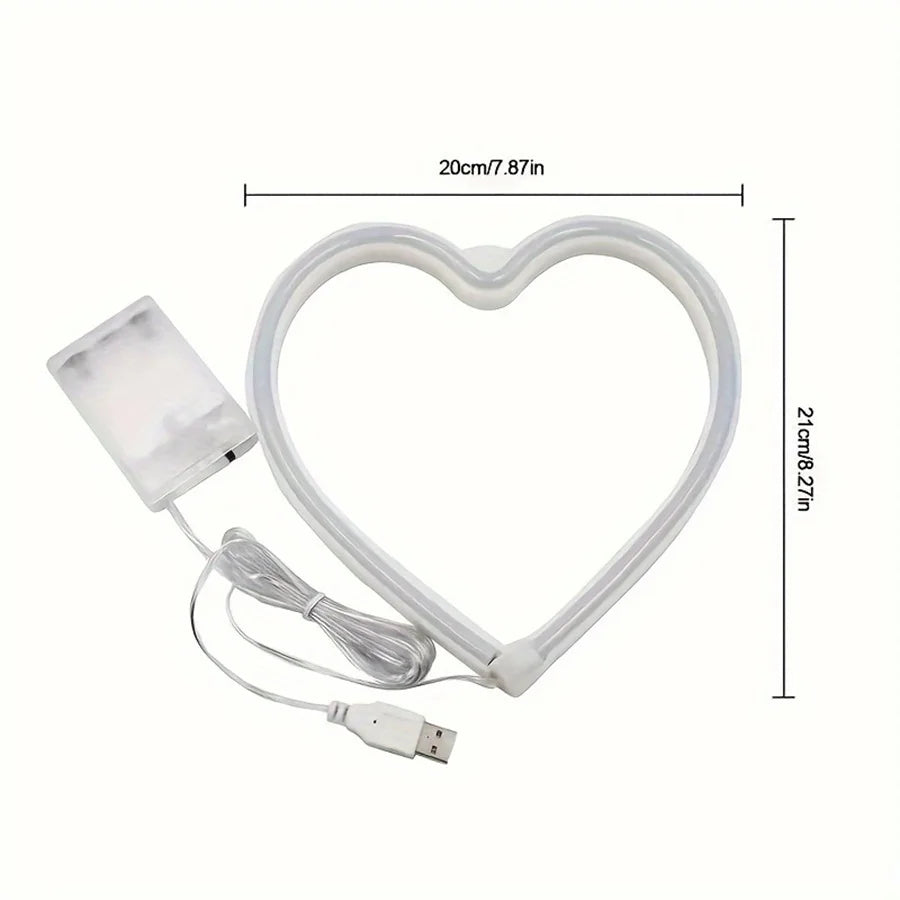 Pink USB Atmosphere Led Neon Light Sign Heart Shape Wall Mounted Night Light For Valentine's Day Bar Bedroom Living Room