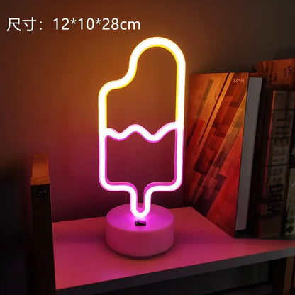 LED Flamingo Neon Sign with Base - USB & Battery Powered Night Light, Bedside Table Lamp for Bedroom Living Room USB Gadgets