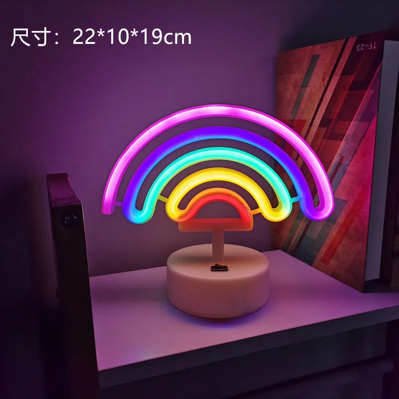 LED Flamingo Neon Sign with Base - USB & Battery Powered Night Light, Bedside Table Lamp for Bedroom Living Room USB Gadgets