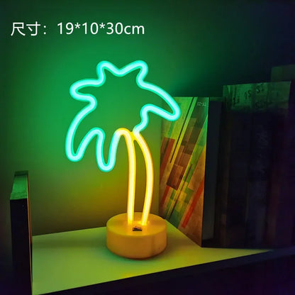 LED Flamingo Neon Sign with Base - USB & Battery Powered Night Light, Bedside Table Lamp for Bedroom Living Room USB Gadgets