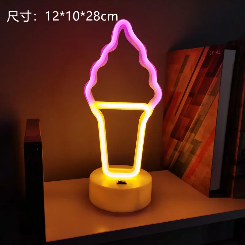 LED Flamingo Neon Sign with Base - USB & Battery Powered Night Light, Bedside Table Lamp for Bedroom Living Room USB Gadgets